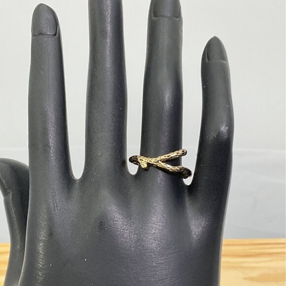 Antique Gold-Tone Wishbone Twig Branch Ring - Picture 2 of 5